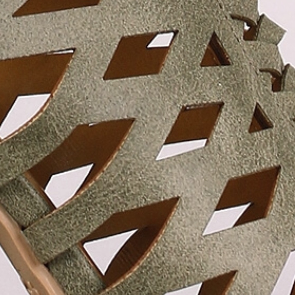 Qupid Georgia Distressed Khaki Stacked Wood Heel - Picture 8 of 8
